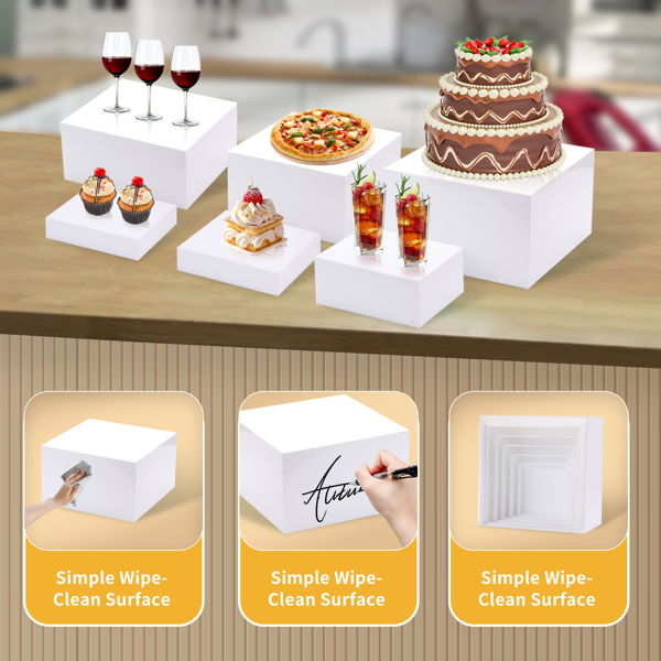 6 件自助餐架，适用于自助餐桌的优质食物架，派对餐饮甜点蛋糕架，收藏品珠宝展示架（尺寸 10 英寸 9 英寸 8 英寸 7 英寸 6 英寸 5 英寸）(FBA仓，UPS或USPS送货）-6