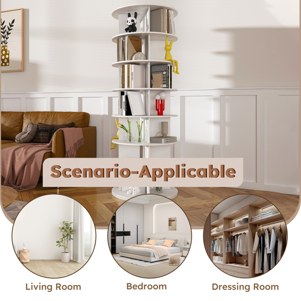 旋转鞋架塔，6 层旋转鞋架，独立式 360° 旋转鞋子收纳架，高底设计鞋塔旋转储物转盘，可容纳 24 双鞋子（6 层白色）不支持Self-Pick Up-9