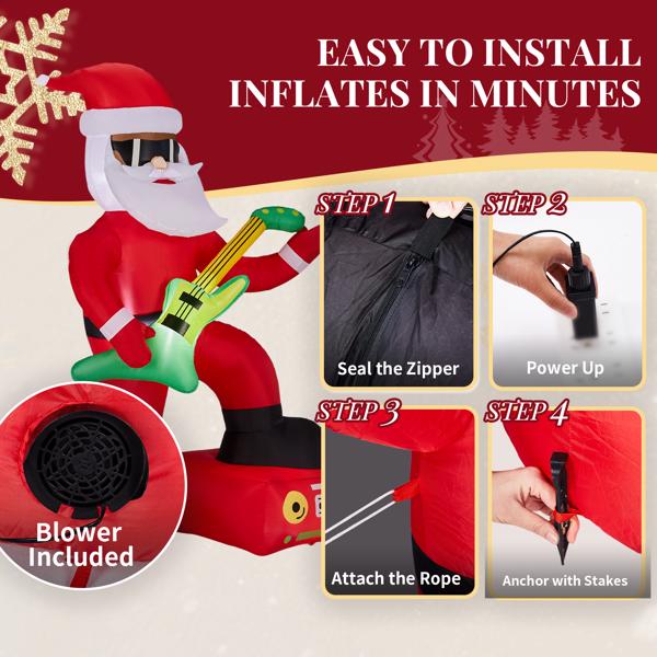 7.5FT 黑人吉他老人 4颗LED  210D涤纶 圣诞充气装饰 12V 12V,1000mA 美规-7