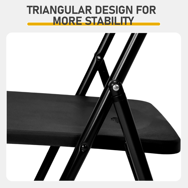 10pcs 黑色 铁框架 庭院塑料折叠椅-10