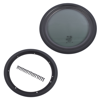 房车车窗 Round Fixed RV Window 12" Tinted Window for RV Camper Caravan with Trim Ring Fit for 1-5/8" Thickness Wall