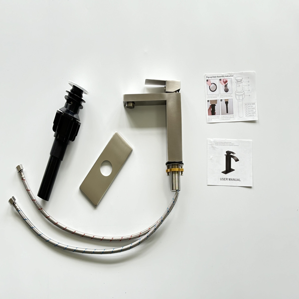 单柄浴室水龙头卫生间水龙头不锈钢单孔-T20，拉丝镍【周末不发货，TK/TEMU订单仅支持自提】-5