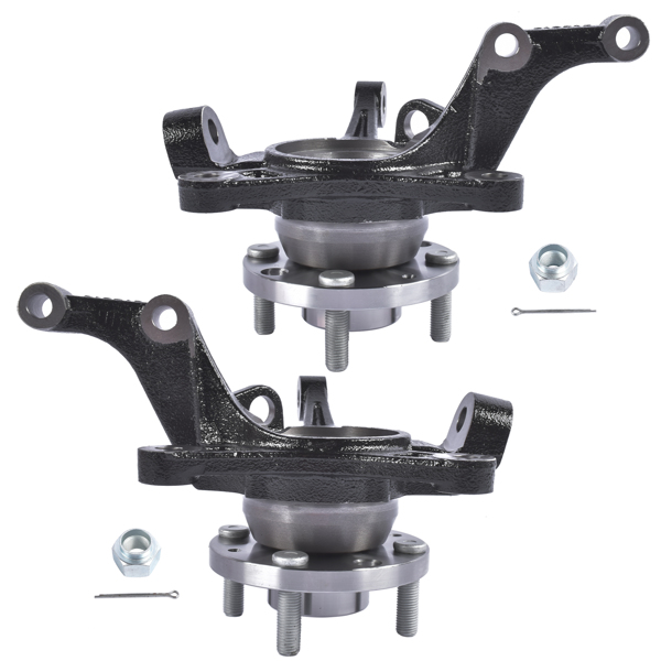 转向节总成 2x Front Steering Knuckle & Wheel Hub Bearing Assembly LH + RH Fit for Chevy Aveo 1.6L L4 Sedan 2004-2011-1