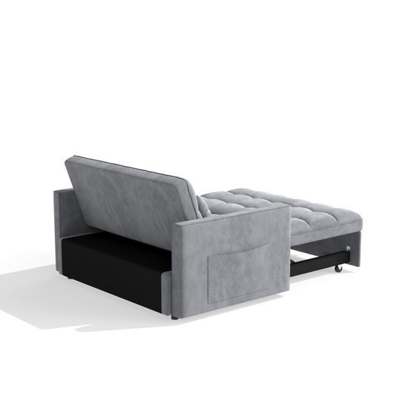 灯芯绒双人沙发床，带拉出式床铺、2个靠枕及侧边储物袋-13