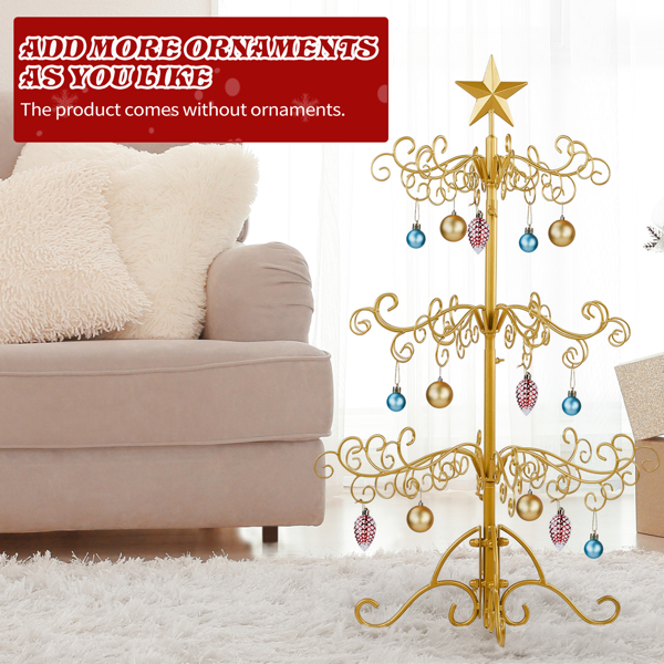 3ft  金色  铁艺圣诞树  顶部带星星  不含配饰 PVC 圣诞树-9