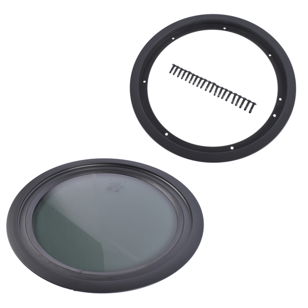 房车车窗 Round Fixed RV Window 12" Tinted Window for RV Camper Caravan with Trim Ring Fit for 1-5/8" Thickness Wall-4