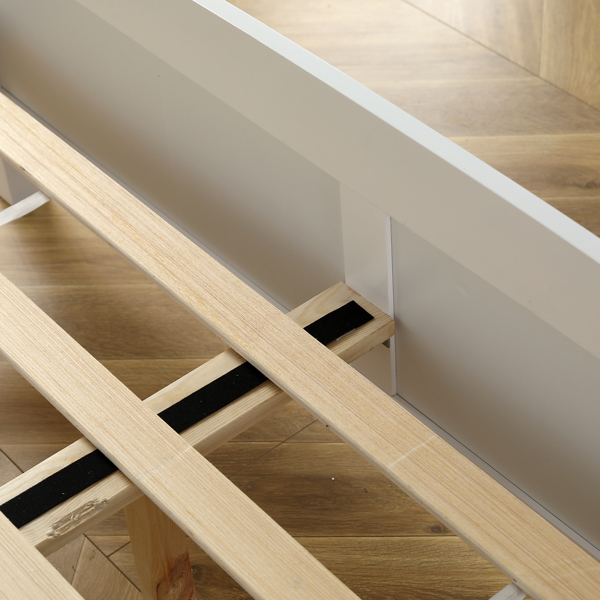 白色 油漆+三胺 松木+密度板 竖纹装饰 弧形床头床尾板 Full 木床 单层 美国-40