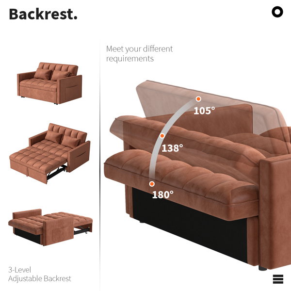灯芯绒双人沙发床，带拉出式床铺、2个靠枕及侧边储物袋-5
