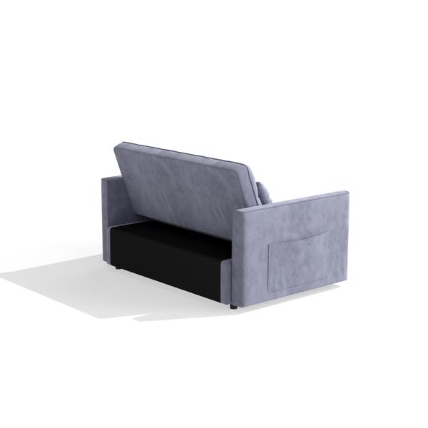 灯芯绒双人沙发床，带拉出式床铺、2个靠枕及侧边储物袋-12