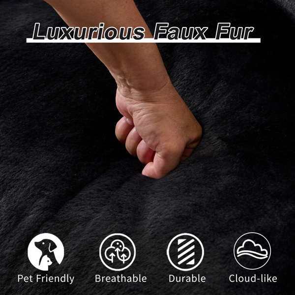 成人巨型豆袋沙发、超柔软蓬松的沙发、客厅卧室室内超大躺椅、无需组装带枕头的舒适阅读椅、黑色-4