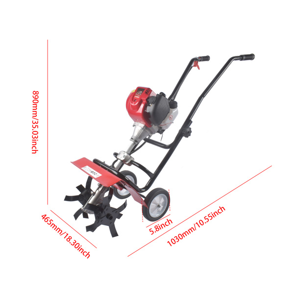 A1-4冲程31cc汽油微耕机 31CC 4-Stroke Gas Powered Tiller Cultivator, Handheld Rototiller for Lawn, Garden and Soil Cultivation-2