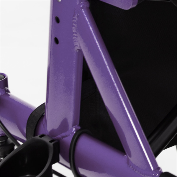 户外滚动式助行器：9.5英寸全地形车轮，6级可调（32英寸-37英寸），可折叠，带衬垫的座椅，储物袋+雨伞架-紫色-3