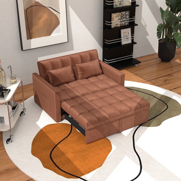 灯芯绒双人沙发床，带拉出式床铺、2个靠枕及侧边储物袋-9