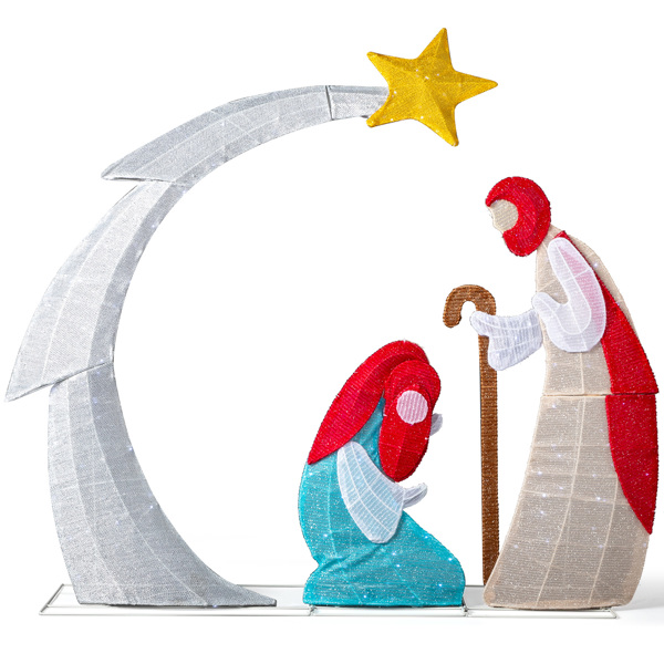 122*29.5*113cm 月亮耶稣诞生   2D 白灯 葱布   圣诞灯饰耶稣-4