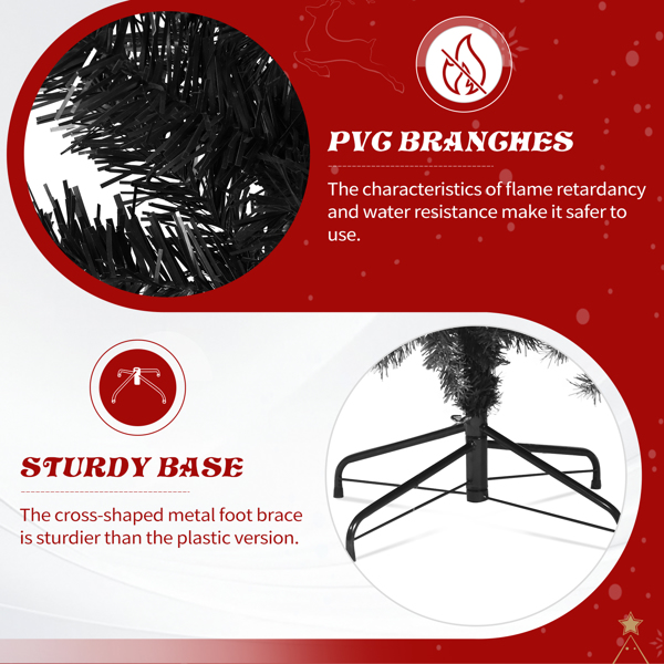 7.5ft  黑色  圣诞树  400LED冷白加暖白灯11模式 带遥控 1350枝头 自动树 PVC 圣诞树 30V 6W 美规-7