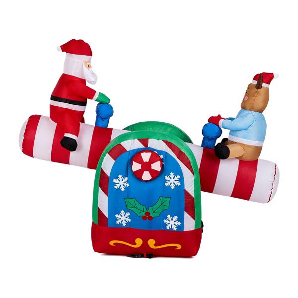 4.7FT 电机跷跷板老人和鹿 4颗LED 210D涤纶 圣诞充气装饰 12V 12V,2000mA 美规-10