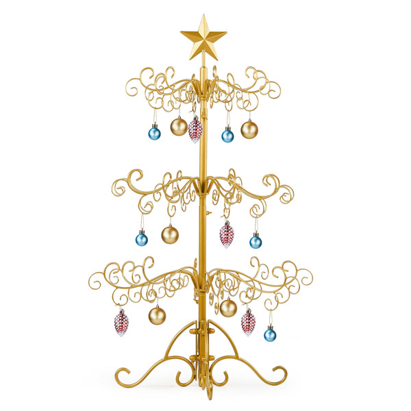 3ft  金色  铁艺圣诞树  顶部带星星  不含配饰 PVC 圣诞树-11