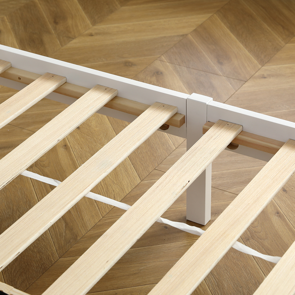 白色 油漆+三胺 松木+密度板 竖纹装饰 弧形床头床尾板 Full 木床 单层 美国-45