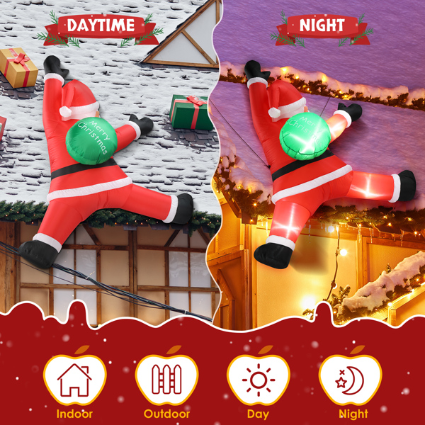 4.9ft  爬树老人  7颗LED灯 束口袋 圣诞充气装饰 12V 12V,750mA 美规-4