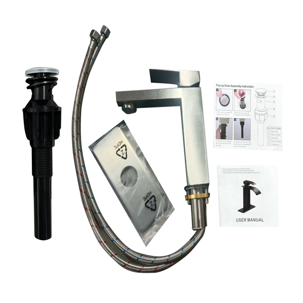 单柄浴室水龙头卫生间水龙头不锈钢单孔-T20，拉丝镍【周末不发货，TK/TEMU订单仅支持自提】-4