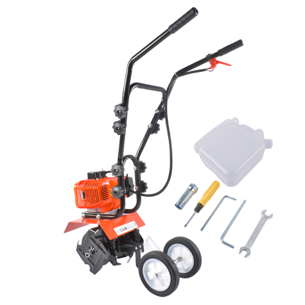 A1-2冲程43cc汽油微耕机 43CC 2-Stroke Gas Powered Tiller Cultivator, Handheld Rototiller for Lawn, Garden and Soil Cultivation-2