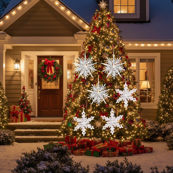 6件套圣诞树装饰品铁雪花挂件节日派对装饰品FBA发货-1