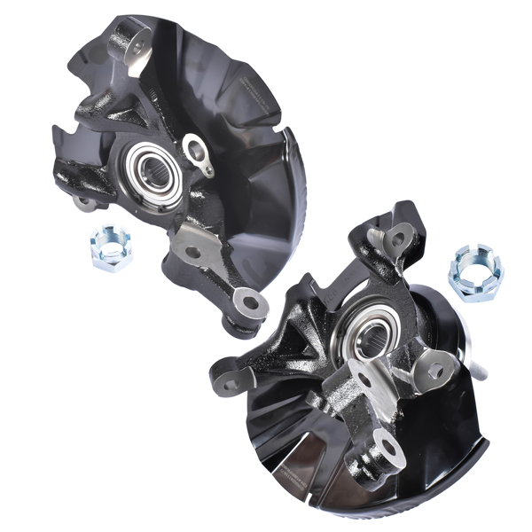 转向节总成 Front Left LH+Right RH Steering Knuckle&Wheel Hub Bearing Fit for Kia Rio Rio5 2006-2009 Hyundai Accent 2006-2011 All Enigne Black Steel 697-987 51750-1E000 697-986 51756-1E000-3