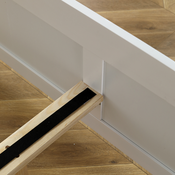 白色 油漆+三胺 松木+密度板 竖纹装饰 弧形床头床尾板 Full 木床 单层 美国-10