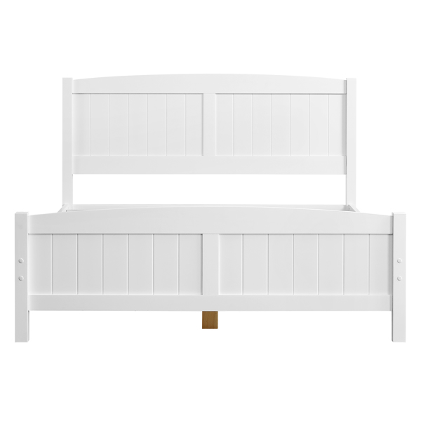 白色 油漆+三胺 松木+密度板 竖纹装饰 弧形床头床尾板 Full 木床 单层 美国-8