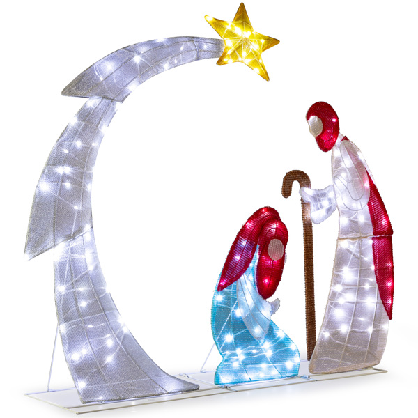 122*29.5*113cm 月亮耶稣诞生   2D 白灯 葱布   圣诞灯饰耶稣-3