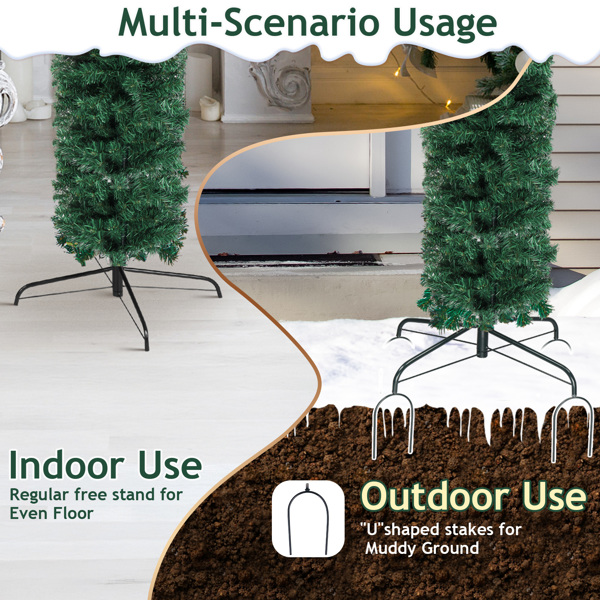 240*40*240cm   绿色PVC 平顶拱门  绑树做法 1650枝头 DIY 带350LED暖白灯串 带配饰 圣诞PVC拱门 30V 6W 美规-10