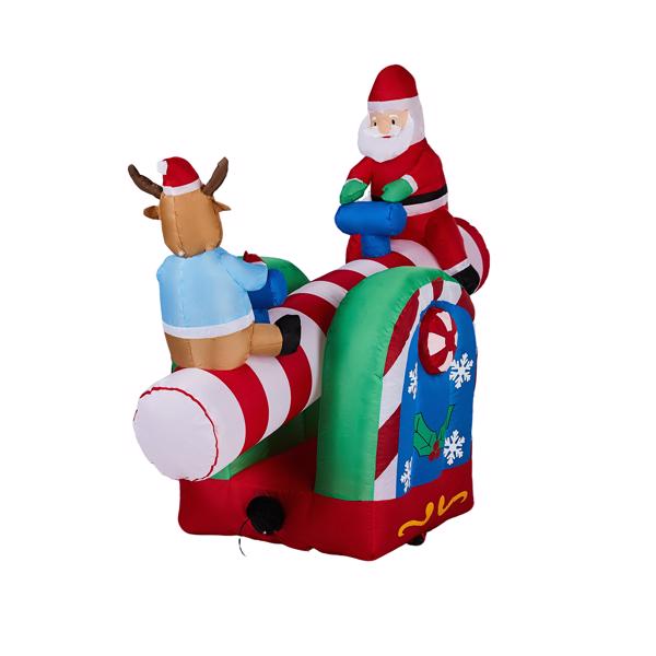 4.7FT 电机跷跷板老人和鹿 4颗LED 210D涤纶 圣诞充气装饰 12V 12V,2000mA 美规-11