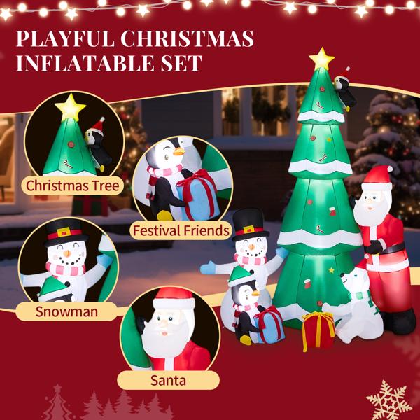 7.5FT 圣诞树和雪人老人企鹅狗 9颗LED 210D涤纶 圣诞充气装饰 12V 12V,2000mA 美规-13