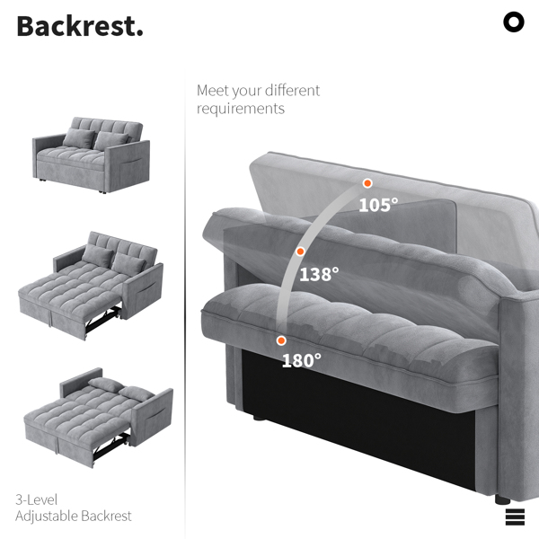 灯芯绒双人沙发床，带拉出式床铺、2个靠枕及侧边储物袋-5