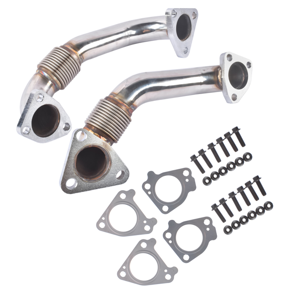 排气管 2x Up Pipes Passenger+Driver Side Fits for Chevy Silverado GMC Sierra 2500 3500 HD 6.6L V8 2001-2004 DP0057 DP0127-3