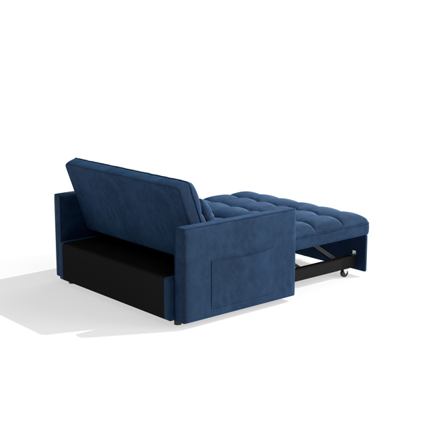 灯芯绒双人沙发床，带拉出式床铺、2个靠枕及侧边储物袋-14