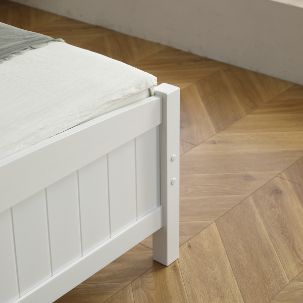 白色 油漆+三胺 松木+密度板 竖纹装饰 弧形床头床尾板 Full 木床 单层 美国-30