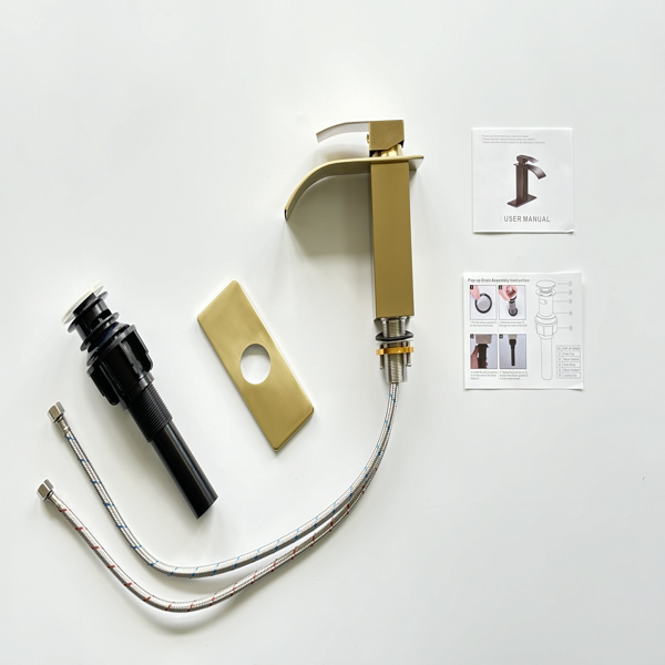 单柄浴室水龙头卫生间水龙头不锈钢单孔TP，拉丝金【周末不发货，TK/TEMU订单仅支持自提】-5