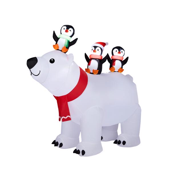5FT 3只企鹅骑北极熊 5颗LED 210D涤纶 圣诞充气装饰 12V 12V,1250mA 美规-11