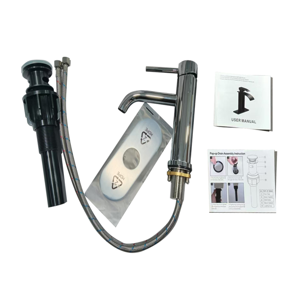 单柄浴室水龙头卫生间水龙头不锈钢单孔T10，铬【周末不发货，TK/TEMU订单仅支持自提】-2