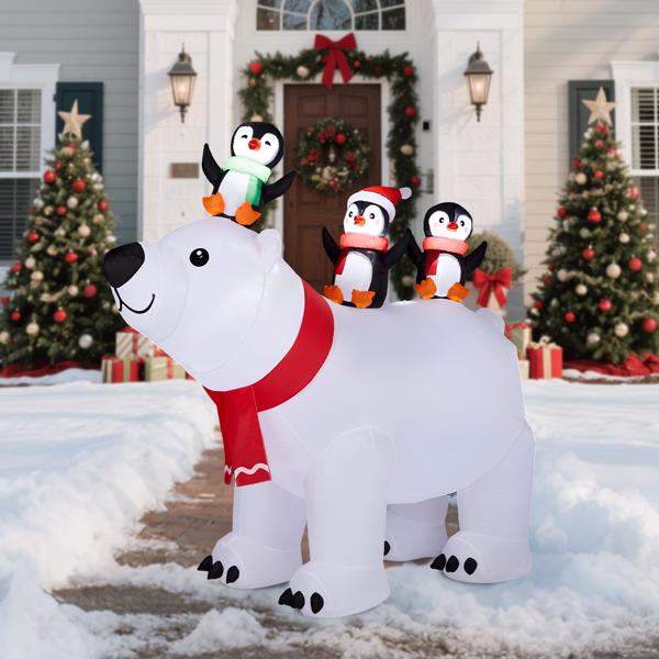 5FT 3只企鹅骑北极熊 5颗LED 210D涤纶 圣诞充气装饰 12V 12V,1250mA 美规-8