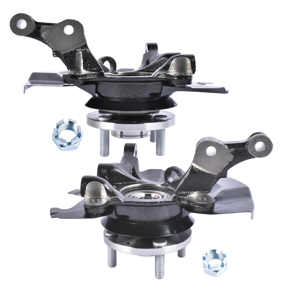 转向节总成 Front Left LH+Right RH Steering Knuckle&Wheel Hub Bearing Fit for Kia Rio Rio5 2006-2009 Hyundai Accent 2006-2011 All Enigne Black Steel 697-987 51750-1E000 697-986 51756-1E000-1