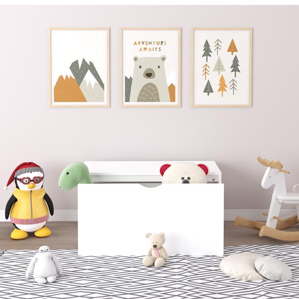 带滚动抽屉的儿童玩具收纳盒 - 现代木制带轮玩具箱，大型拉出式收纳箱，适用于育儿室、卧室或游戏室-6