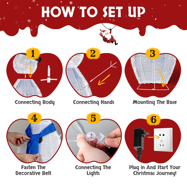 3pcs  30in-29in-17in  雪人一家  2D  白灯 葱布 圣诞灯饰雪人 4.5V 3.6W 英国-5