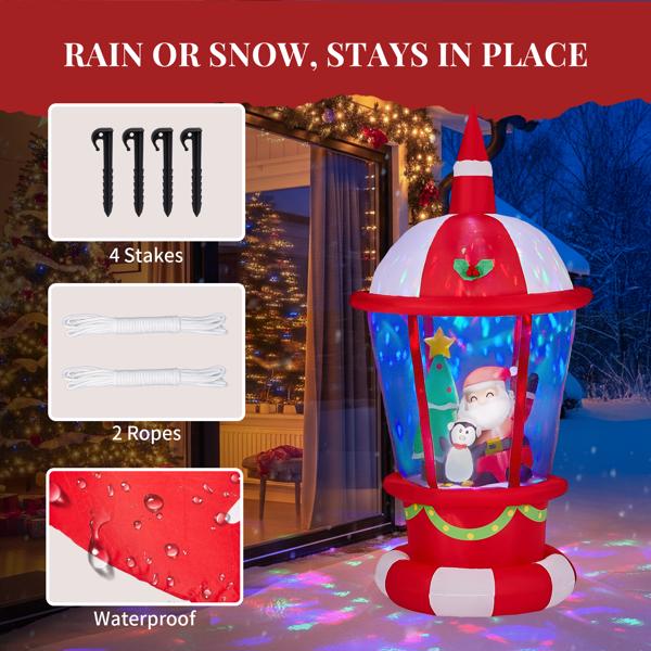 7.3FT 大灯塔老人企鹅树 3颗LED加1个舞台灯 210D涤纶 圣诞充气装饰 12V 12V,1500mA 美规-7