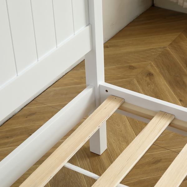 白色 油漆+三胺 松木+密度板 竖纹装饰 弧形床头床尾板 Full 木床 单层 美国-31