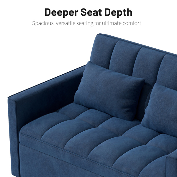 灯芯绒双人沙发床，带拉出式床铺、2个靠枕及侧边储物袋-7