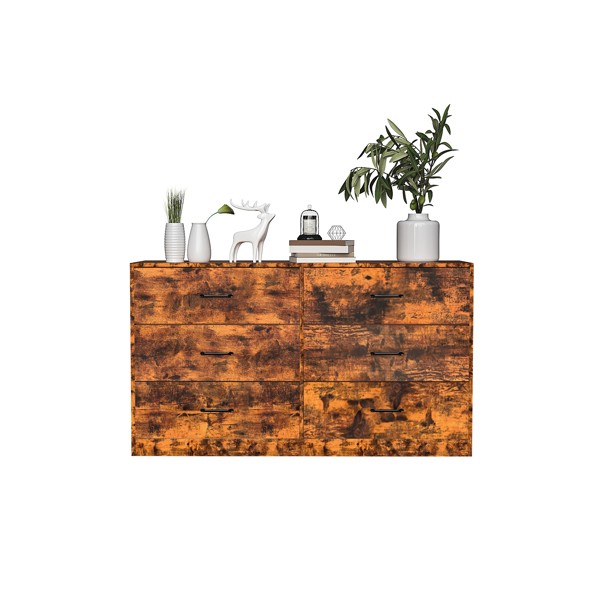 复古木 刨花板+无纺布 贴三胺 134*40*67cm 双排3层6抽 抽屉柜 饰面布抽柜-3