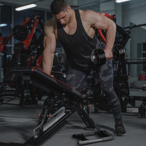 52LBS 可调节哑铃钢和塑料（橡胶涂层哑铃）-8