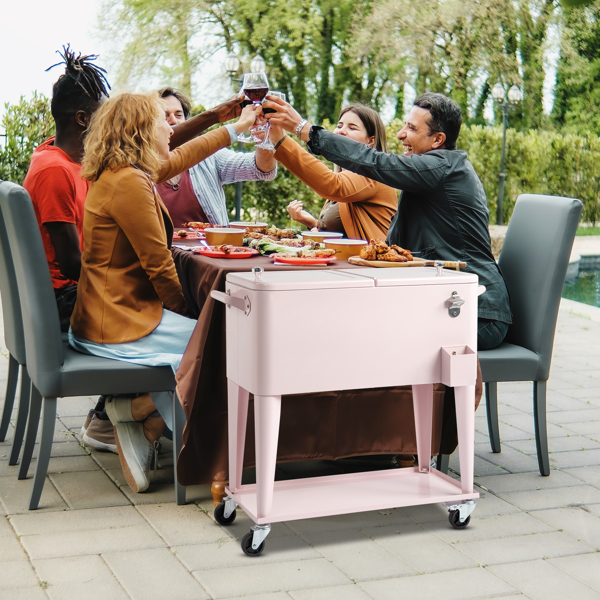 80qt 粉色 冷冻保温推车 87.5*39*91cm 长方形 塑料箱体 冷冻保温-12